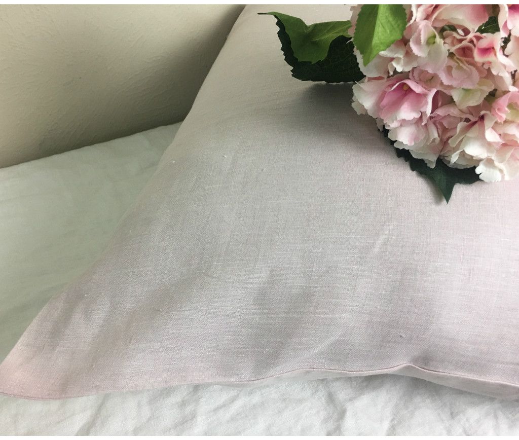 Chambray Blush Pink Euro Sham Cover, Natural Linen