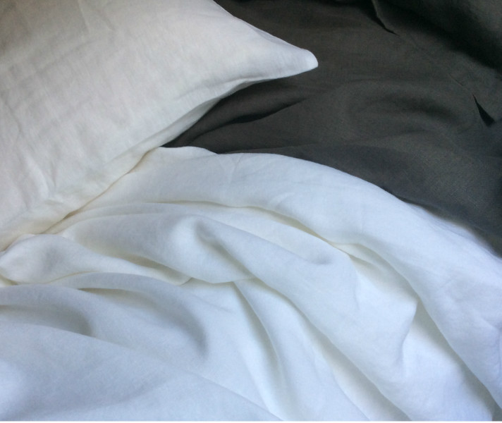 White bed sheets set in natural linen Handcrafted by Superior Custom