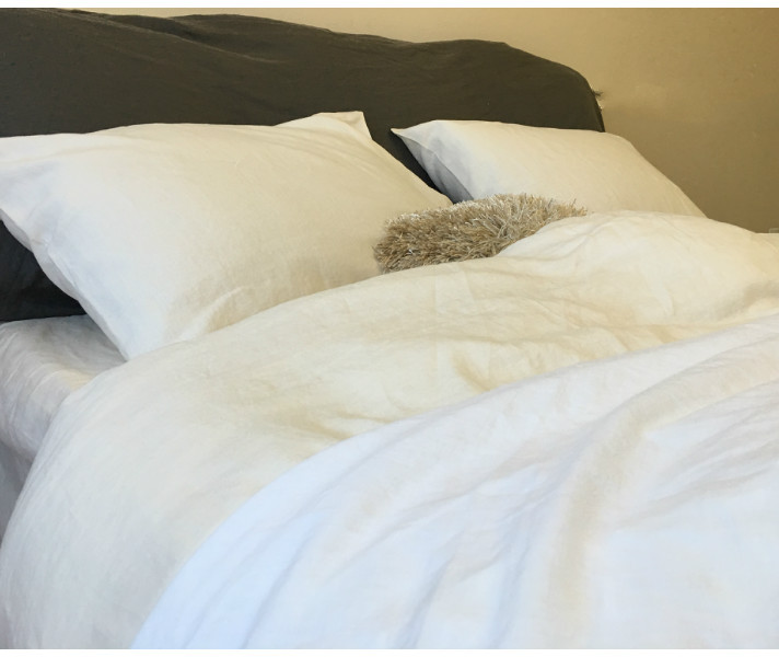 Linen Duvet Cover Sets in Cream Ivory, Custom Size, Queen/King/Calif