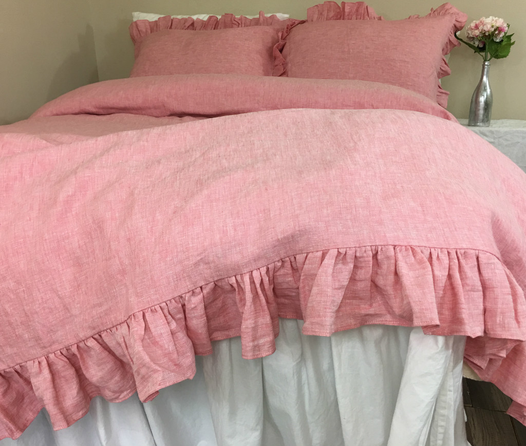 Chambray Rose Ruffle Duvet Cover Custom Size