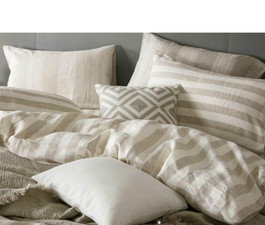natural linen striped duvet cover