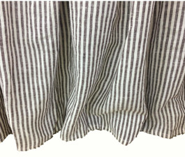 Coco Brown and White Striped Linen Bed Skirt with Gathered Ruffle for all sizes bed, custom drop length. 