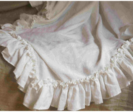 ruffle linen sheet, bed throw