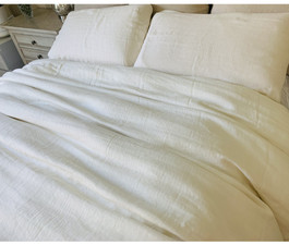 Soft white chevron linen duvet cover, yarn dyed chevron linen weave