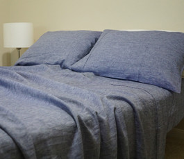 DENIM BLUE chambray bed sheets with pillow covers