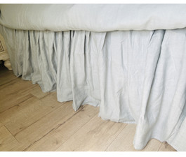 Mountain Fog Linen Bed Skirt with Gathered Ruffles