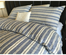 Nautical Striped duvet cover handmade in natural linen