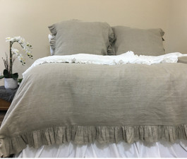 Dark Linen Ruffle Duvet Cover 