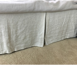 Ticking stripe bed skirt, 100% natural linen