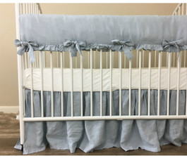 Duck Egg Blue Ruffled Linen Rail Cover Set