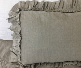 vintage ruffle style euro sham covers in dark linen