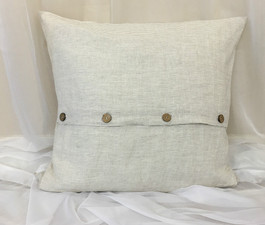 Linen Ticking Striped Euro Sham Cover with Wooden Button Closure