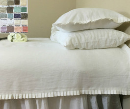 Pleated Ruffle Duvet Cover - white linen