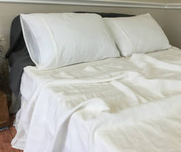 Moss Green Linen Bed Sheets Set - Medium Weight Linen