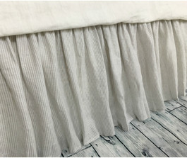 Stone gray ticking stripe bed skirt
