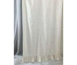 Linen Ticking Striped Shower Curtain with Ruffle Hem