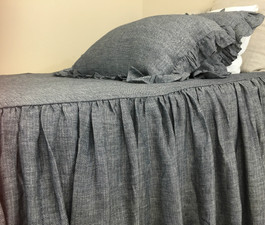 Chevron Ink Linen Bedspread, Chevron weaved on both sides –Sophisticated Classy