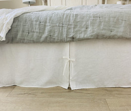 Gathered Washed Linen Dust Ruffle  Softly Washed Linen Bed Skirt – Li