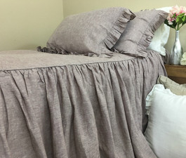 Chambray Rustic Raspberry Linen Bedspread