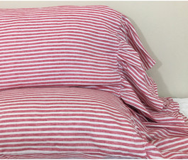 Red and White Striped Pillow Cases with Mermaid Long Ruffles