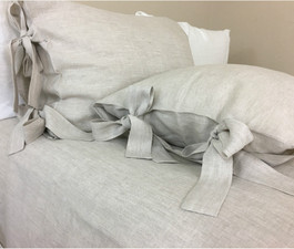Linen Duvet Cover with Bow Ties 