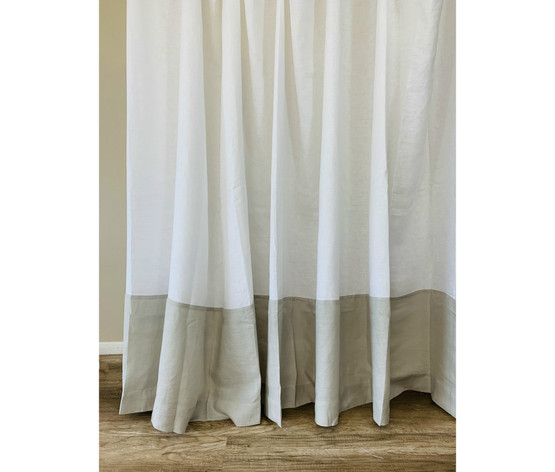 Color Block Natural Linen Shower Curtain 45 Linen Fabric Choices