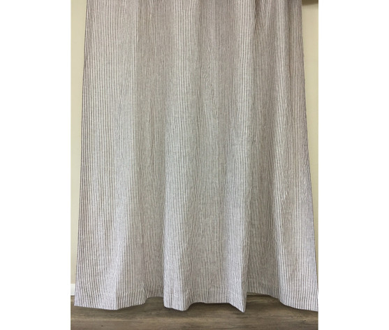 Cocoa Brown And White Striped Linen Shower Curtain Available In