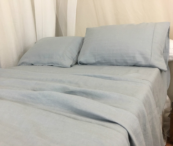 Duck Egg Blue Linen Sheets Set| Handcrafted by Superior ...