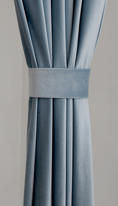 Pair of Velvet Curtains in Dusty Light Blue, Custom Curtains