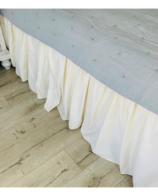 Sundress Linen Bed Skirt with Gathered Ruffle