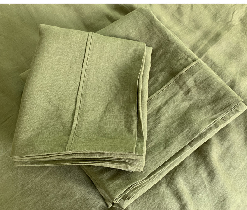 Rosemary Green Linen Sheets Set