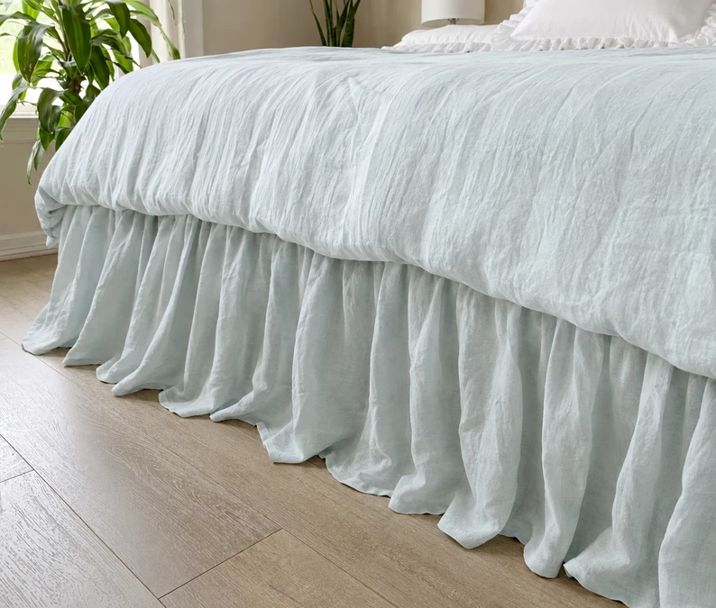 Mist Ocean Linen Bed Skirt