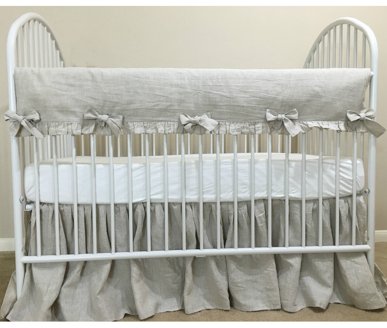 Natural Linen Ruffle Rectangular Rail Cover