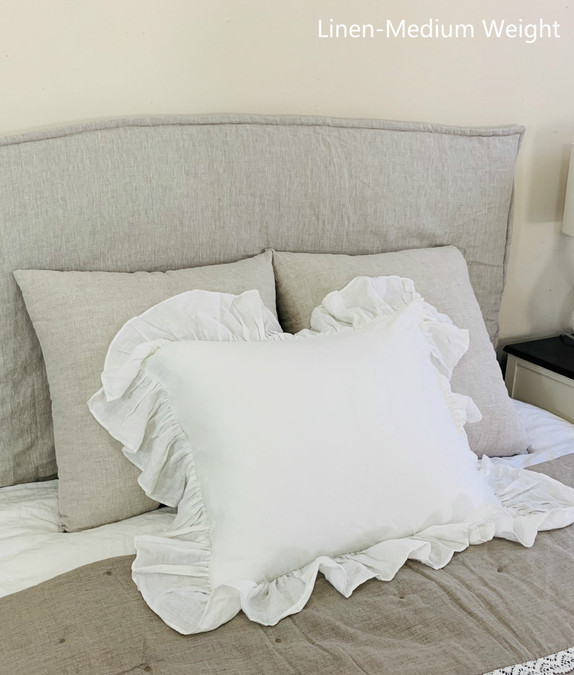 Natural Linen Bed Cover, Headboard Slipcover, Bedframe Cover  - Pick Your Color