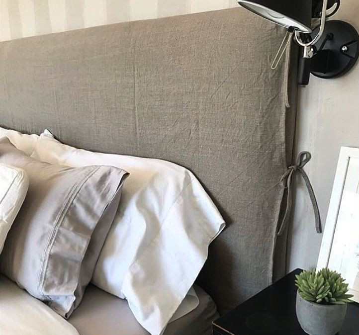 Natural Linen Bed Cover, Headboard Slipcover, Bedframe Cover  - Pick Your Color