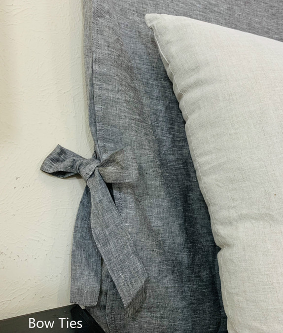 Natural Linen Bed Cover, Headboard Slipcover, Bedframe Cover  - Pick Your Color