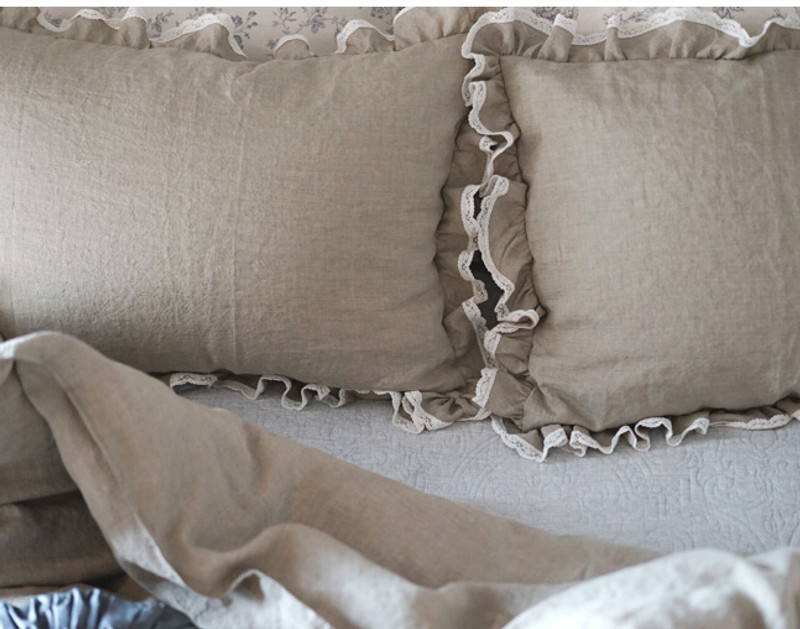 ruffle lace duvet cover set dark brown