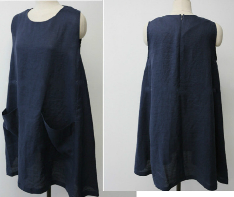 Linen Dress With Front Pockets - ALLSEAMS
