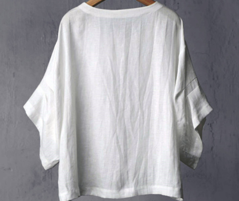 Oversized Linen Shirt, pleats on sleeves | Handmade by Superior Custom ...