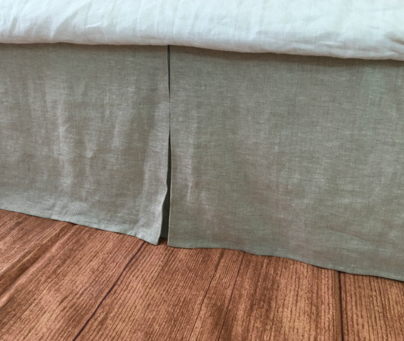 Tailored Natural Linen Bed Skirt, tailored bed skirt | Handcrafted by ...