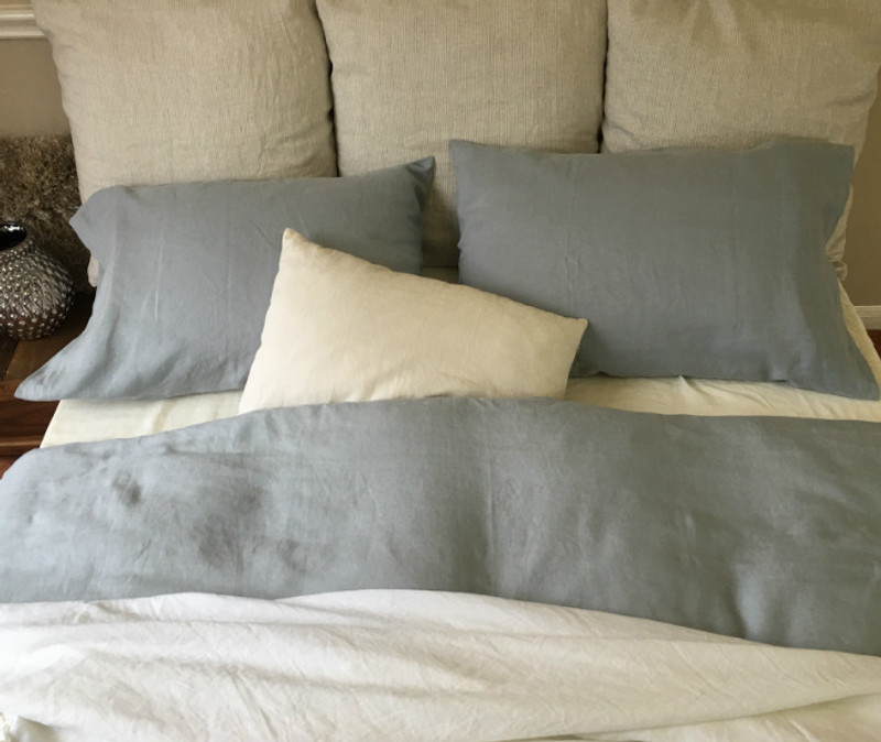 Duck Egg Blue Duvet Cover Natural Linen Greyish Blue Custom