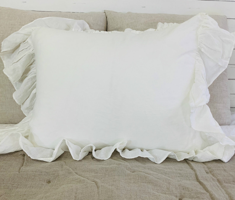 Ruffle Throw Pillow, The Soft White Ruffles