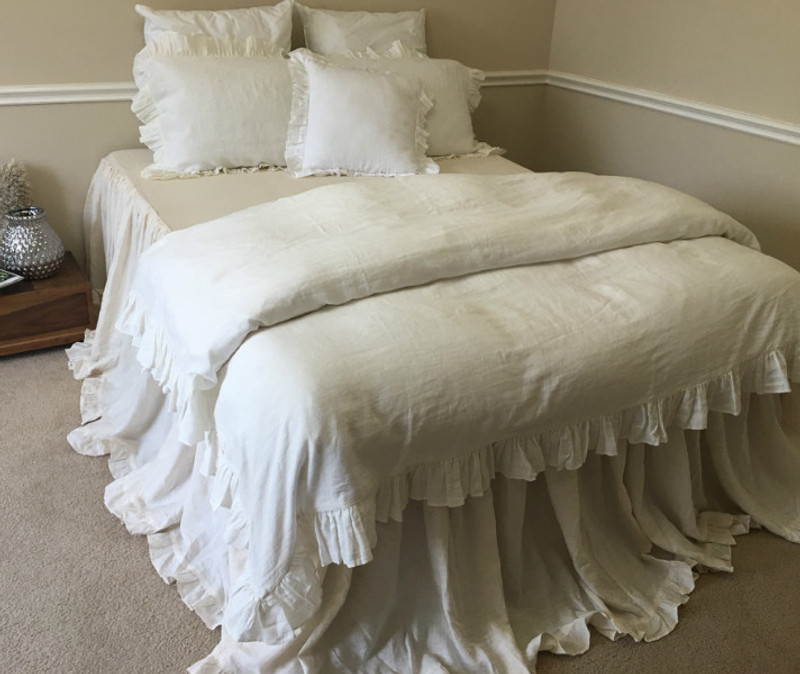 Off White Ruffle Duvet Cover Handcrafted By Superior Custom Linens