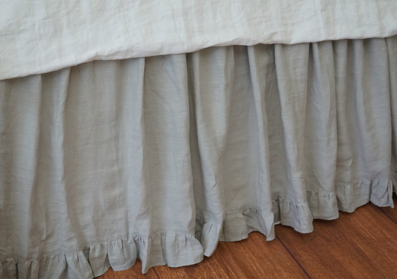 STONE GREY Linen bedskirt | Handcrafted by Superior Custom Linens