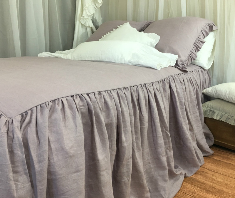 Orchid Linen Bedspread Handcrafted By Superior Custom Linens