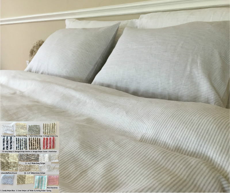 Natural Linen Striped Duvet Cover Over 16 Stripe Patterns Custom