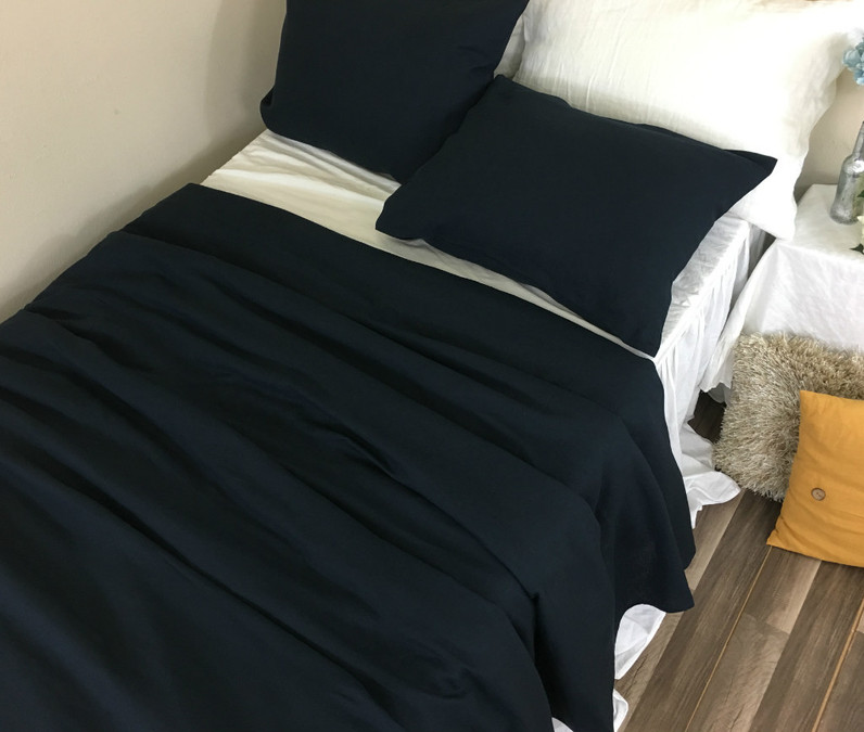 Black Linen Duvet Cover，Available in Twin, Full, Queen, King, Calif