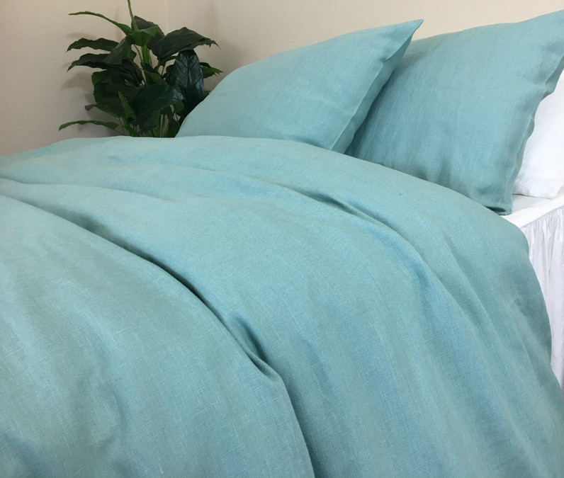 Moss Green Linen Duvet Cover, Warm and Cozy!