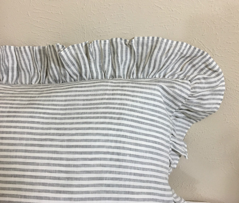 gray ruffle euro sham