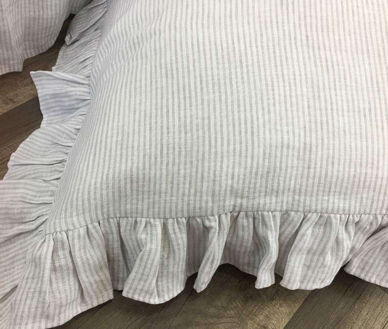 grey striped euro sham